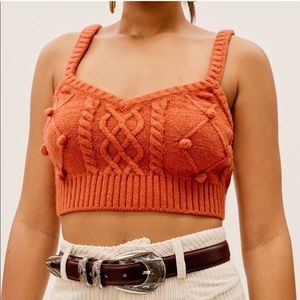 For Love & Lemons Florentina Sweater Tank in Ginger orange